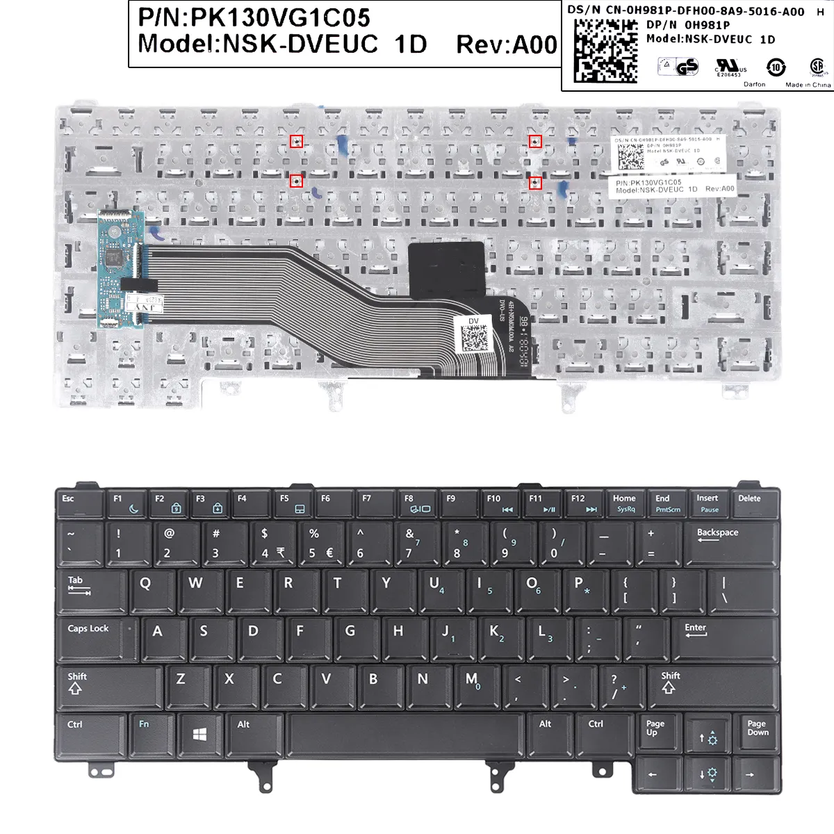 Picture of DELL Latitude E6420 E5420 E6220 E6320 E6430 BLACK(Without Point stick ，Blue print）